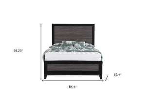 Homeroots Black Inlaid Panels Queen Bed Frame - Rustic Charm For A Cozy Bedroom Retreat & Restful Sleep  Wood 564764
