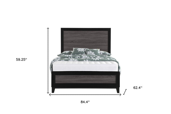 Homeroots Black Inlaid Panels Queen Bed Frame - Rustic Charm For A Cozy Bedroom Retreat & Restful Sleep  Wood 564764