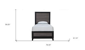 HomeRoots Black Twin Bed Frame with Two-Tone Gray Faux Wood Design – Modern, Durable, and Stylish Bedroom Update 564765