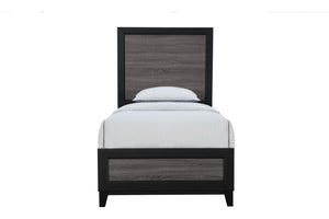 HomeRoots Black Twin Bed Frame with Two-Tone Gray Faux Wood Design – Modern, Durable, and Stylish Bedroom Update 564765
