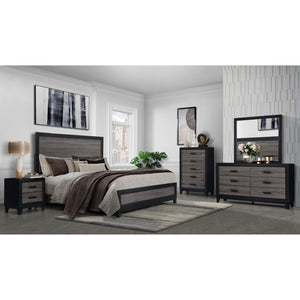 HomeRoots Black Twin Bed Frame with Two-Tone Gray Faux Wood Design – Modern, Durable, and Stylish Bedroom Update 564765