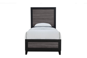 HomeRoots Black Twin Bed Frame with Two-Tone Gray Faux Wood Design – Modern, Durable, and Stylish Bedroom Update 564765