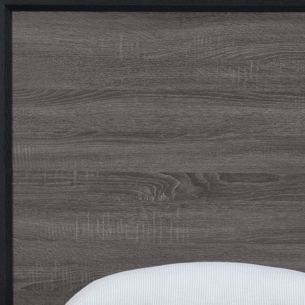 HomeRoots Black Twin Bed Frame with Two-Tone Gray Faux Wood Design – Modern, Durable, and Stylish Bedroom Update 564765