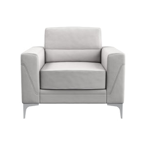HomeRoots 35" Light Gray Faux Leather Modern Arm Chair with Silver Legs - Comfort & Style for Any Space 564775