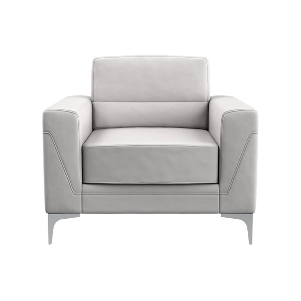 HomeRoots 35" Light Gray Faux Leather Modern Arm Chair with Silver Legs - Comfort & Style for Any Space 564775