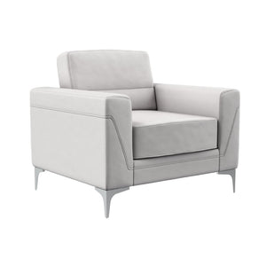 HomeRoots 35" Light Gray Faux Leather Modern Arm Chair with Silver Legs - Comfort & Style for Any Space 564775