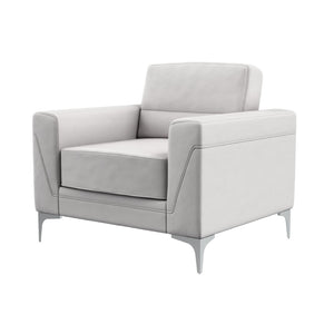 HomeRoots 35" Light Gray Faux Leather Modern Arm Chair with Silver Legs - Comfort & Style for Any Space 564775