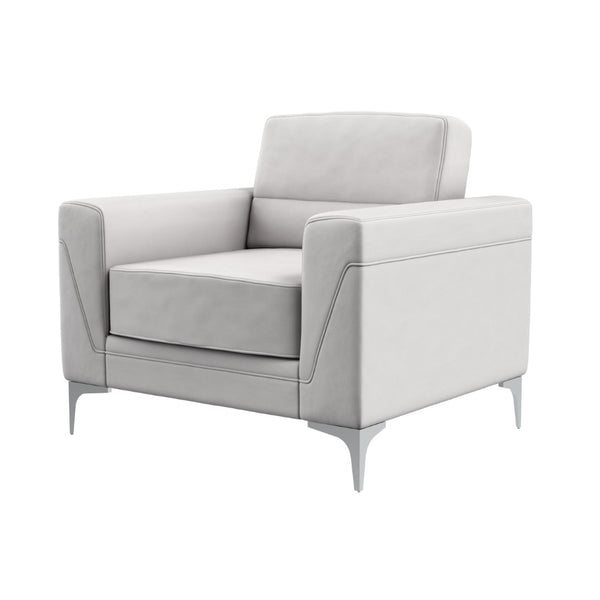 HomeRoots 35" Light Gray Faux Leather Modern Arm Chair with Silver Legs - Comfort & Style for Any Space 564775