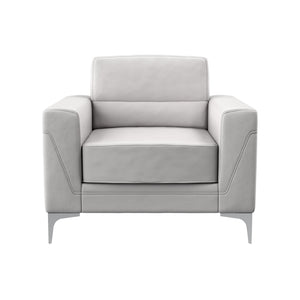 HomeRoots 35" Light Gray Faux Leather Modern Arm Chair with Silver Legs - Comfort & Style for Any Space 564775