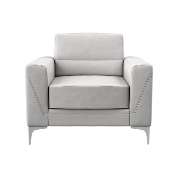 HomeRoots 35" Light Gray Faux Leather Modern Arm Chair with Silver Legs - Comfort & Style for Any Space 564775