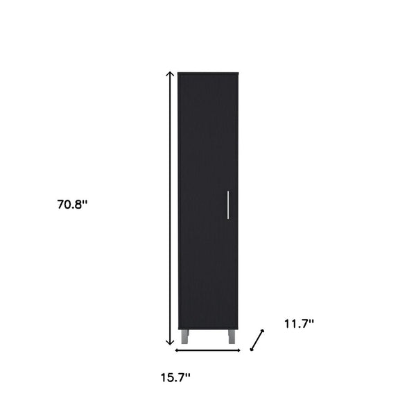 HomeRoots 71" Sleek Gray Wood Pantry Cabinet - Durable Minimalist Storage for Kitchen, Laundry & More! 564779