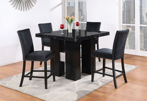 HomeRoots 25" Black Velvet Counter Height Bar Chair - Modern Design with Nailhead Trim & Integrated Footrest 564780