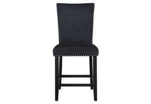 HomeRoots 25" Black Velvet Counter Height Bar Chair - Modern Design with Nailhead Trim & Integrated Footrest 564780