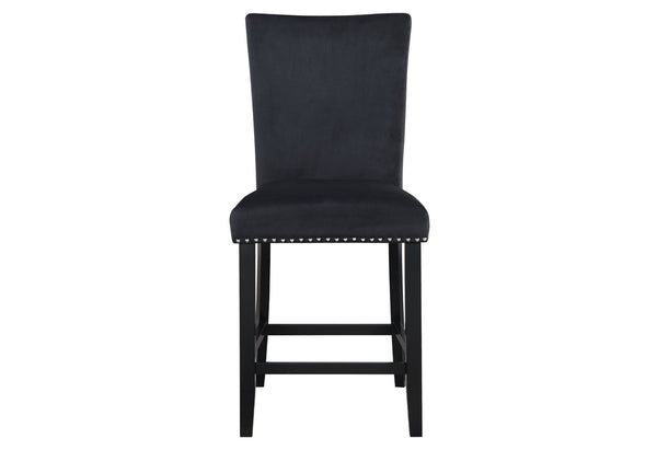 HomeRoots 25" Black Velvet Counter Height Bar Chair - Modern Design with Nailhead Trim & Integrated Footrest 564780
