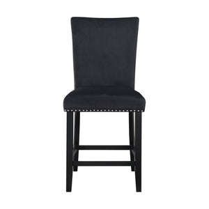 HomeRoots Set of Two Modern Black Wood and Velvet Counter-Height Bar Chairs for Stylish Home Seating 564781
