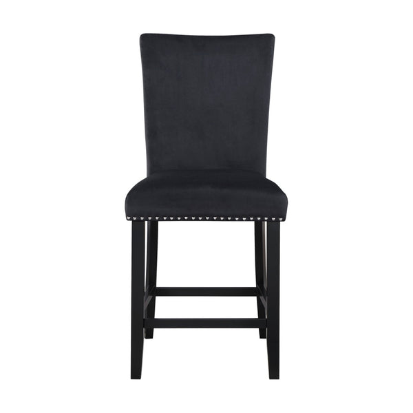 HomeRoots Set of Two Modern Black Wood and Velvet Counter-Height Bar Chairs for Stylish Home Seating 564781