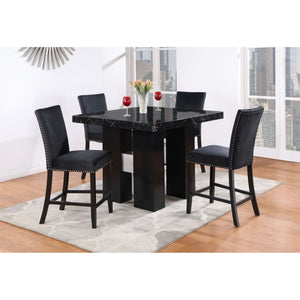 HomeRoots Set of Two Modern Black Wood and Velvet Counter-Height Bar Chairs for Stylish Home Seating 564781
