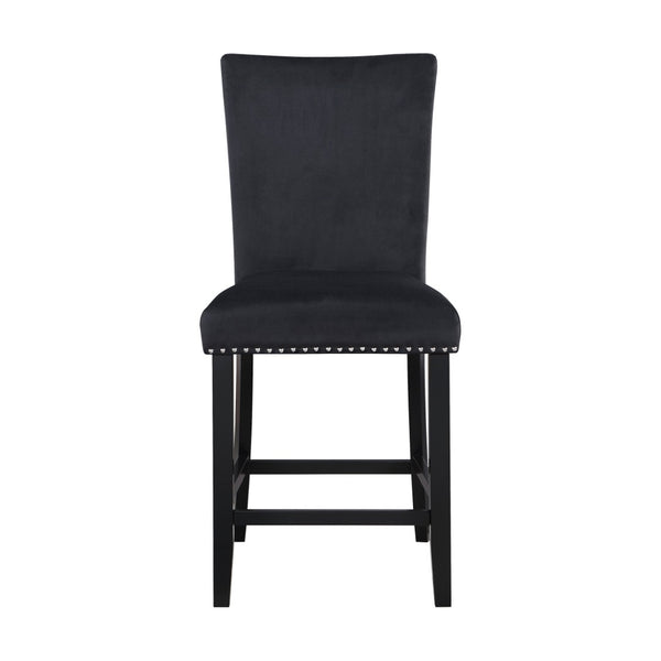 HomeRoots Set of Two Modern Black Wood and Velvet Counter-Height Bar Chairs for Stylish Home Seating 564781