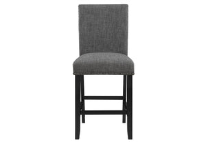 HomeRoots Set of Two Stylish 26" Gray Fabric & Black Wood Counter Height Bar Chairs for Modern Spaces 564783