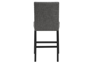 HomeRoots Set of Two Stylish 26" Gray Fabric & Black Wood Counter Height Bar Chairs for Modern Spaces 564783