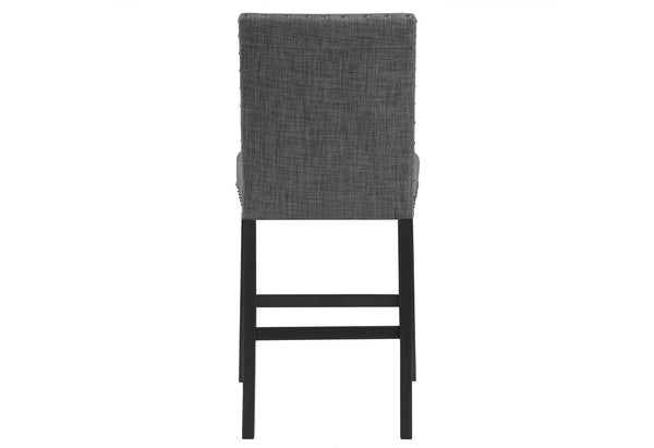 HomeRoots Set of Two Stylish 26" Gray Fabric & Black Wood Counter Height Bar Chairs for Modern Spaces 564783