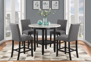 HomeRoots Set of Two Stylish 26" Gray Fabric & Black Wood Counter Height Bar Chairs for Modern Spaces 564783