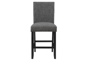 HomeRoots Set of Two Stylish 26" Gray Fabric & Black Wood Counter Height Bar Chairs for Modern Spaces 564783