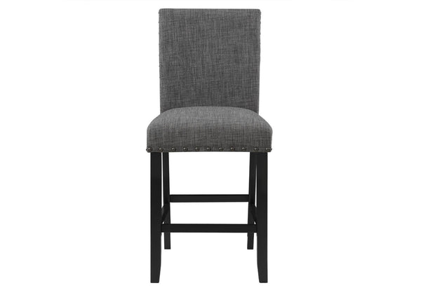 HomeRoots Set of Two Stylish 26" Gray Fabric & Black Wood Counter Height Bar Chairs for Modern Spaces 564783
