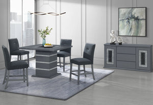 HomeRoots 25" Contemporary Dark Gray Wood & Suede Counter Height Bar Chair for Stylish Kitchen & Dining Use 564786
