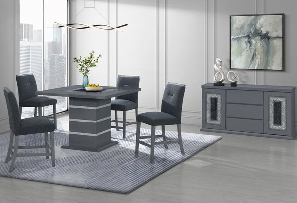 HomeRoots 25" Contemporary Dark Gray Wood & Suede Counter Height Bar Chair for Stylish Kitchen & Dining Use 564786