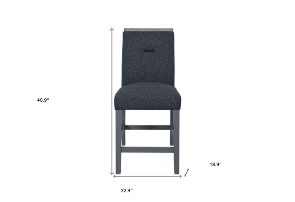 HomeRoots 25" Contemporary Dark Gray Wood & Suede Counter Height Bar Chair for Stylish Kitchen & Dining Use 564786