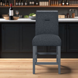 HomeRoots 25" Contemporary Dark Gray Wood & Suede Counter Height Bar Chair for Stylish Kitchen & Dining Use 564786
