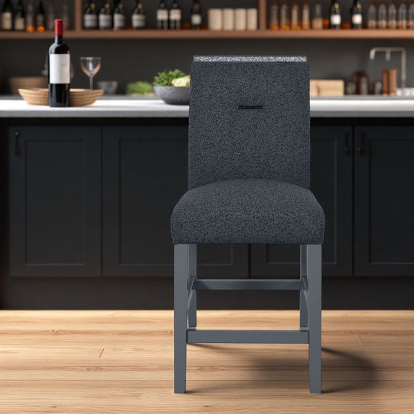 HomeRoots 25" Contemporary Dark Gray Wood & Suede Counter Height Bar Chair for Stylish Kitchen & Dining Use 564786