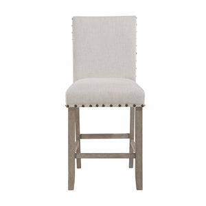 HomeRoots 26" White Upholstered Counter Height Bar Chair with Natural Wood Accents for Modern Comfort & Style 564787