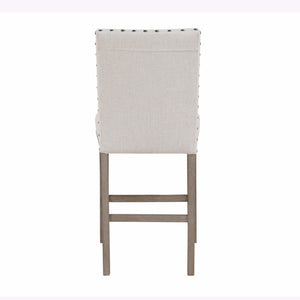 HomeRoots 26" White Upholstered Counter Height Bar Chair with Natural Wood Accents for Modern Comfort & Style 564787
