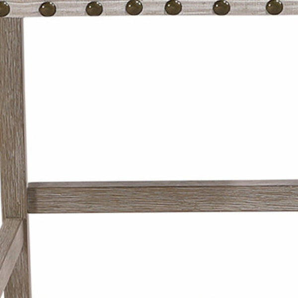 HomeRoots 26" White Upholstered Counter Height Bar Chair with Natural Wood Accents for Modern Comfort & Style 564787