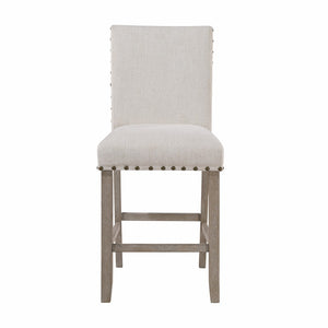 HomeRoots 26" White Upholstered Counter Height Bar Chair with Natural Wood Accents for Modern Comfort & Style 564787