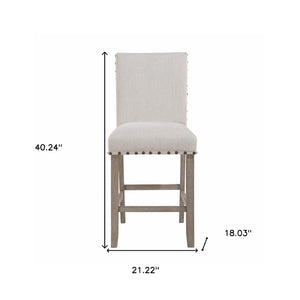 HomeRoots 26" White Upholstered Counter Height Bar Chair with Natural Wood Accents for Modern Comfort & Style 564787