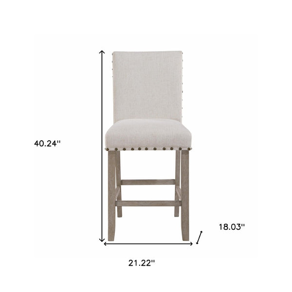 HomeRoots 26" White Upholstered Counter Height Bar Chair with Natural Wood Accents for Modern Comfort & Style 564787