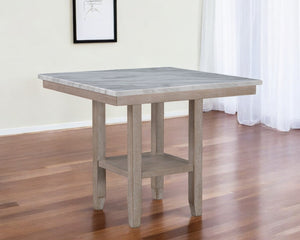 Homeroots 42" Stylish White Faux Marble & Natural Wood Square Bar Table – Perfect For Modern Spaces & Gatherings!   564791