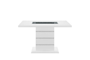 HomeRoots 63" Glamorous White and Black Glass Bar Table with Faux Crystal Accents for Modern Entertaining 564792
