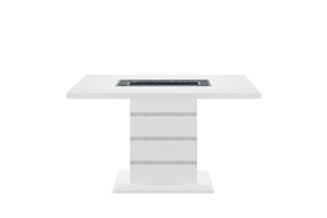 HomeRoots 63" Glamorous White and Black Glass Bar Table with Faux Crystal Accents for Modern Entertaining 564792