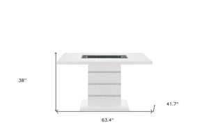 HomeRoots 63" Glamorous White and Black Glass Bar Table with Faux Crystal Accents for Modern Entertaining 564792