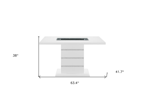 HomeRoots 63" Glamorous White and Black Glass Bar Table with Faux Crystal Accents for Modern Entertaining 564792