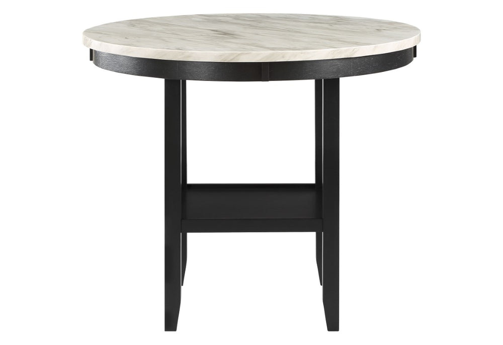 HomeRoots 42 Inch Round Faux Marble Bistro Counter Table with Sleek Two-tone Wood Base 564793