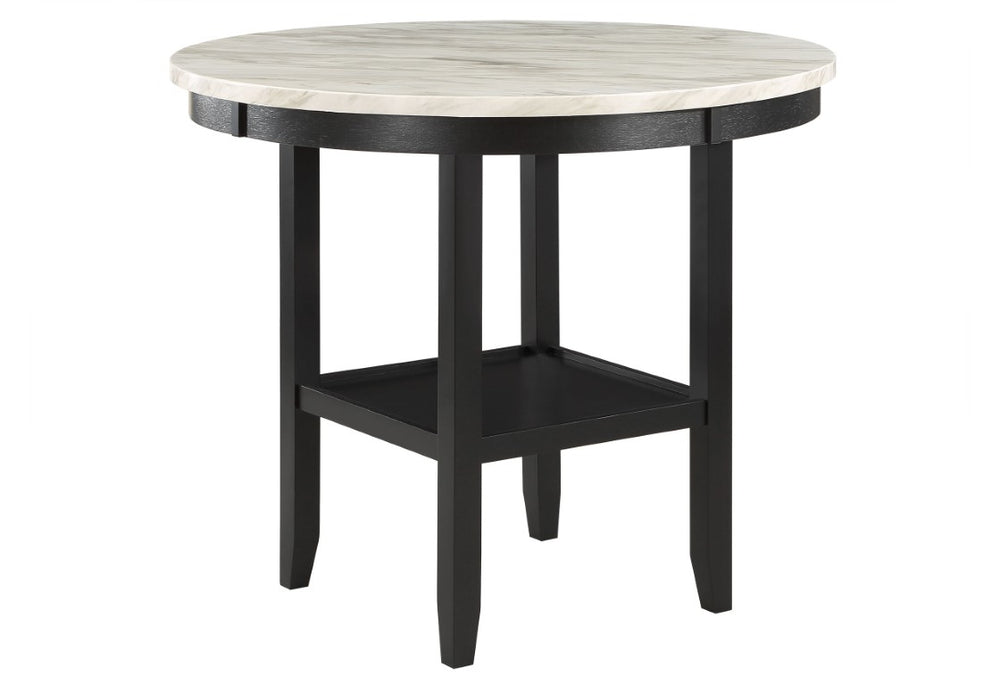 HomeRoots 42 Inch Round Faux Marble Bistro Counter Table with Sleek Two-tone Wood Base 564793
