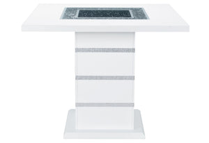 HomeRoots 47" Glamorous White and Black Glass Bar Table with Faux Crystal Accents for Chic Entertaining Space 564795