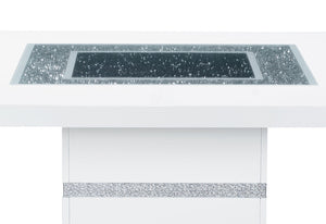 HomeRoots 47" Glamorous White and Black Glass Bar Table with Faux Crystal Accents for Chic Entertaining Space 564795