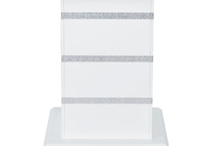 HomeRoots 47" Glamorous White and Black Glass Bar Table with Faux Crystal Accents for Chic Entertaining Space 564795