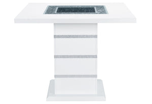 HomeRoots 47" Glamorous White and Black Glass Bar Table with Faux Crystal Accents for Chic Entertaining Space 564795